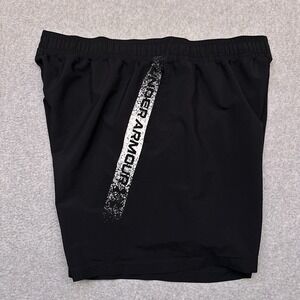 Under Armour Shorts Mens XXL Black Lightweight Woven Graphic Drawstring 1370388